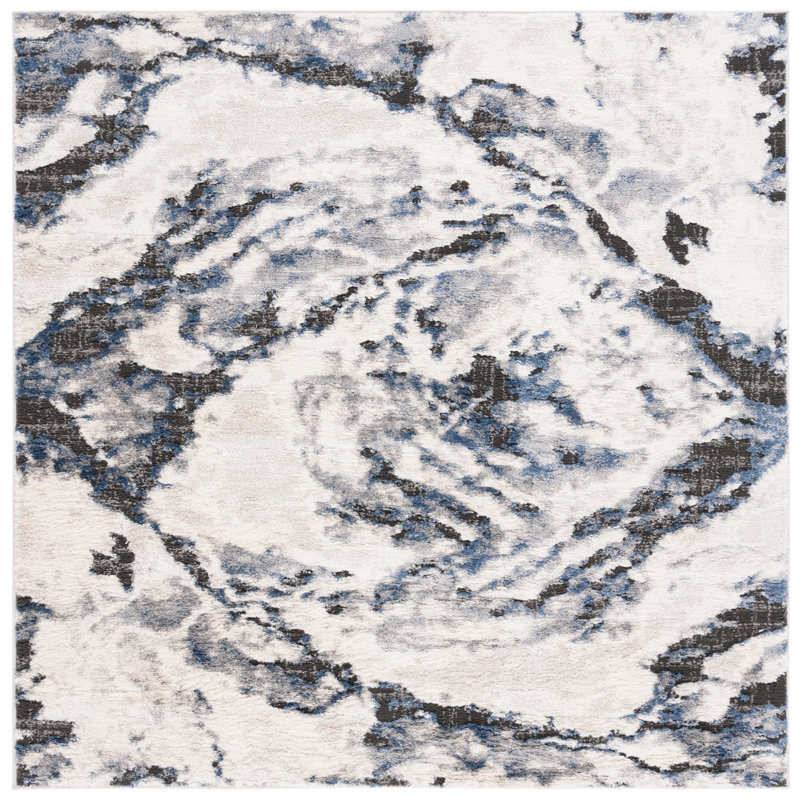 Tapis Dixil 104 ivoire / bleu, Carré 6 pi 7 po