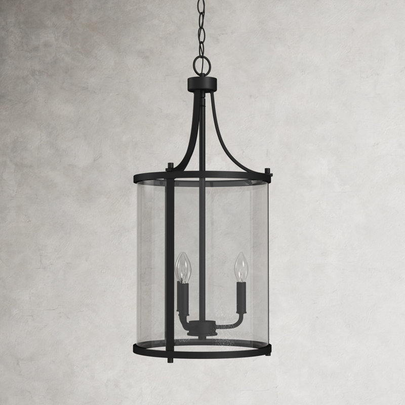 Cleveland 3 - Light Lantern Cylinder Chandelier in Black, Black