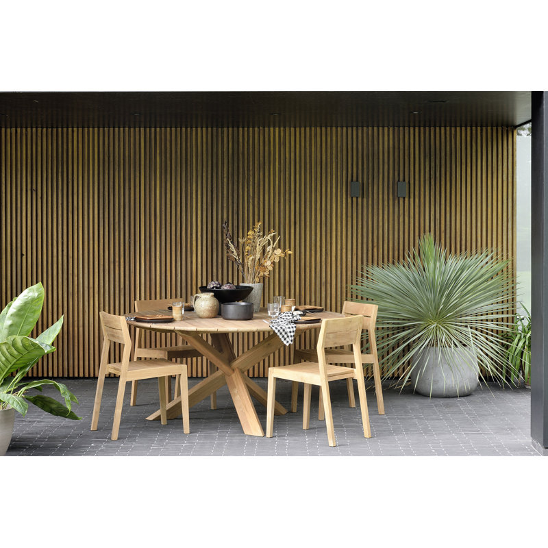 Outdoor Round Teak Dining Table, 64.2" Diameter