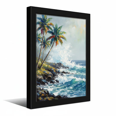 Plants &Flowers Tropical Beach With Palm Trees And Waves