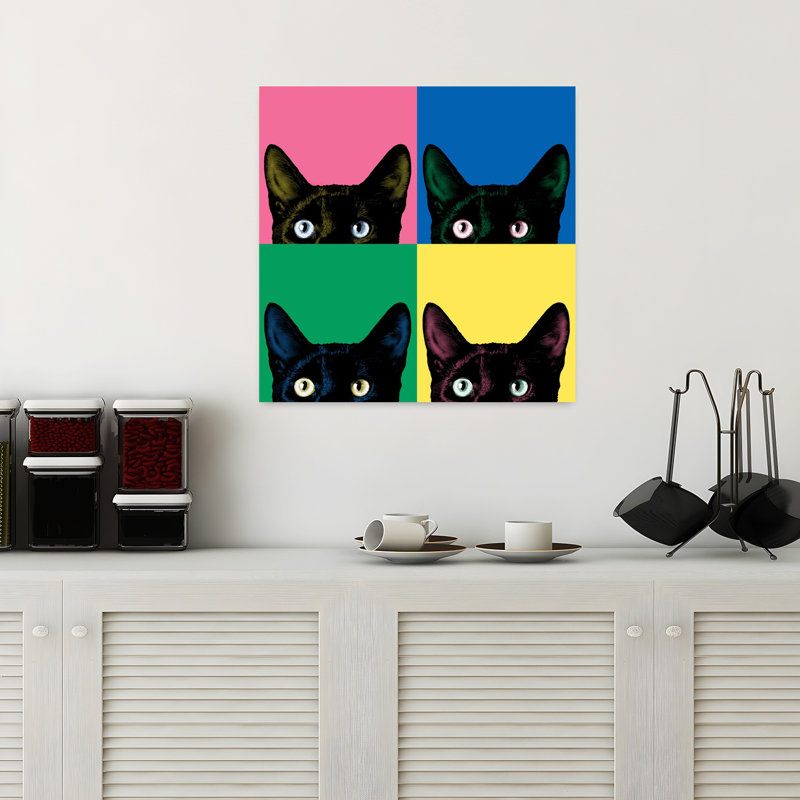 Art de chat contemporain Curiosity Pop, H 18 po x l 18 po