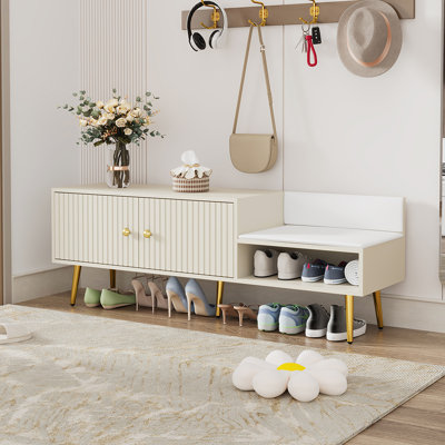 Banc de rangement pour chaussures avec coussins