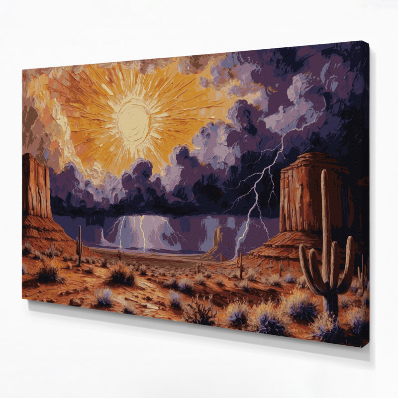 Art mural sur toile, "Sunburst Horizon 139", paysage sud-ouest, H 20 po x l 30 po