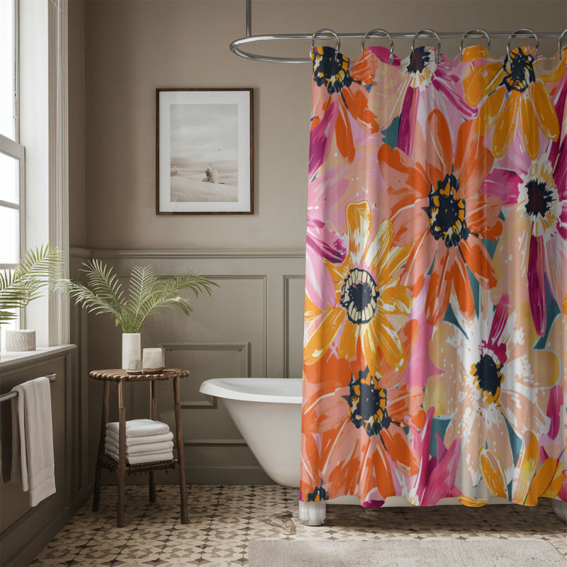 Seasonal Bloom Art - 1 Piece Standard Shower Curtain, H 74 po x l 71 po