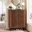 Armoire à chaussures 33,46 po en bois de noyer moderne à 6 niveaux avec portes à persiennes-130150984
