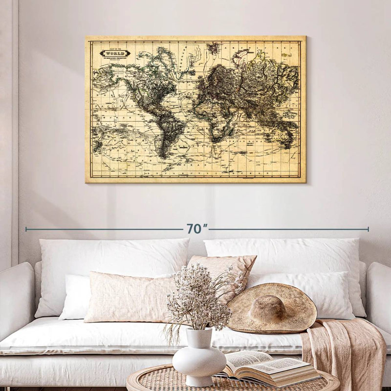Carte de la carte du monde Aliaz, H 30 po x l 45 po