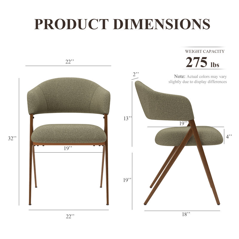 Upholstered Dining Chair Metal ArmChair With Backrest, Green