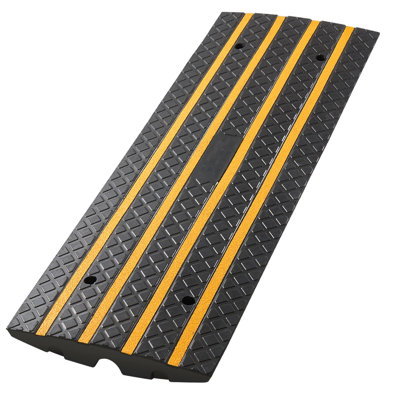 Rampe de bordure de voiture en caoutchouc, capacité de charge de 33069 lb, rampe de pont de bordure de 2,6 pouces avec bandes réfléchissantes jaunes, convient pour quai de chargement, entrepôt, garage, trottoir (1 paquet)