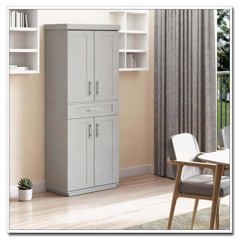 Armoire autoportante moderne Kitchen Pantry, Gris