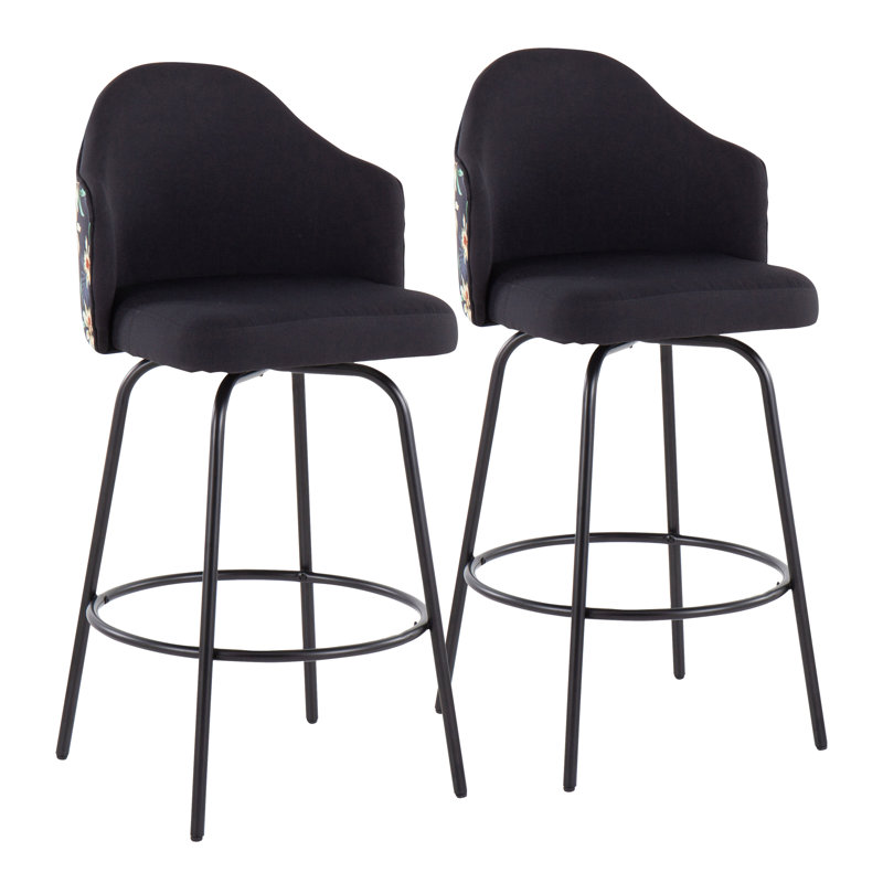 Tabouret de bar pivotant 29 po Tincea, Noir, Noir / doré