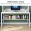Bureau d'ordinateur de 47 pouces avec huche et bibliothèque, solution compacte de bureau à domicile pour petits espaces, poste de travail moderne avec rangement, blanc