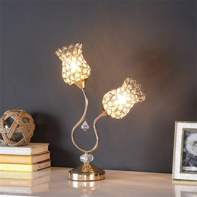 Lampe de table en métal or rose 18,75 "Trompette Glam