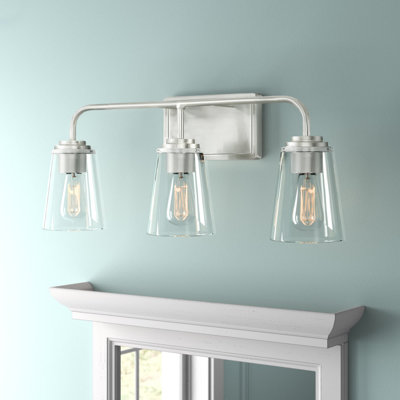 Luminaire pour meuble-lavabo de salle de bain 3 lumières Meridian en nickel brossé