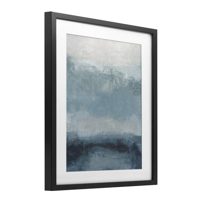 «Misty Blue Layers», reproduction encadrée sous verre, conception de Hannah Dawson, Cadre noir minuit, H 16 po x l 13 po
