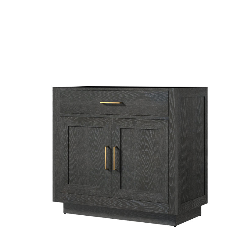 Meuble-lavabo simple l 36 po x P 22 po finition noire autoportante à fermeture douce