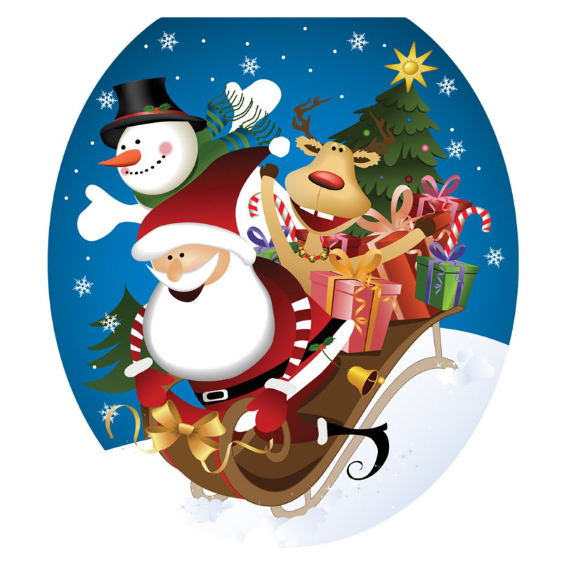 Adhésif décoratif pour siège de toilette Holiday Joy Ride, Rond