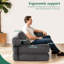 Canapé-lit pliable en L avec accoudoirs, fauteuil-lit convertible avec coussin touffeté, salon en velours côtelé pour petits espaces, gris foncé