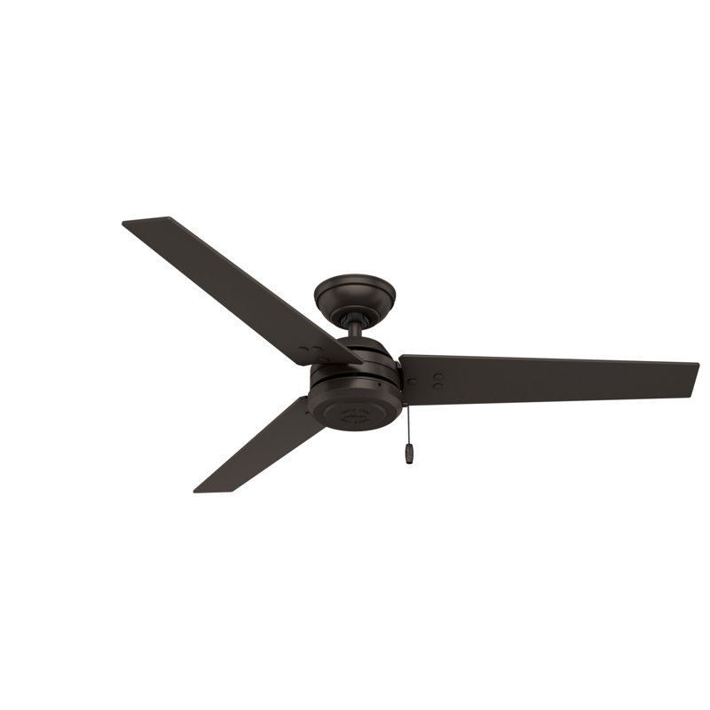 52" Cassius 3 - Blade Outdoor Standard Ceiling Fan with Pull Chain, Premier Bronze