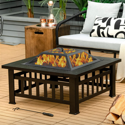 Saif Square Wood Burning Fire Pit Table