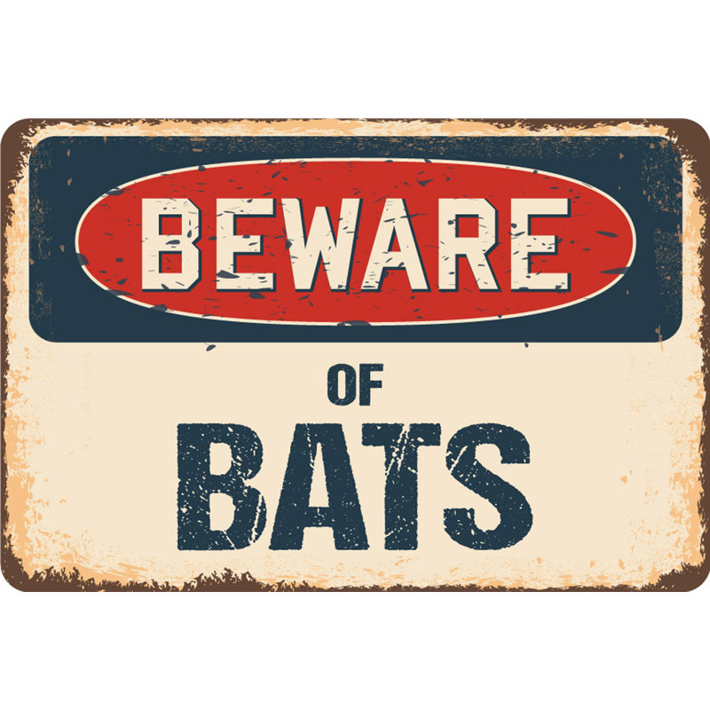 Panneau Avely Beware of Bats, H 18 po x l 24 po x P 0,1 po