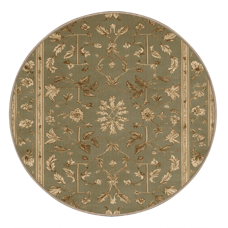Tapis botanique brun lavable à la machine, Rond 3 pi