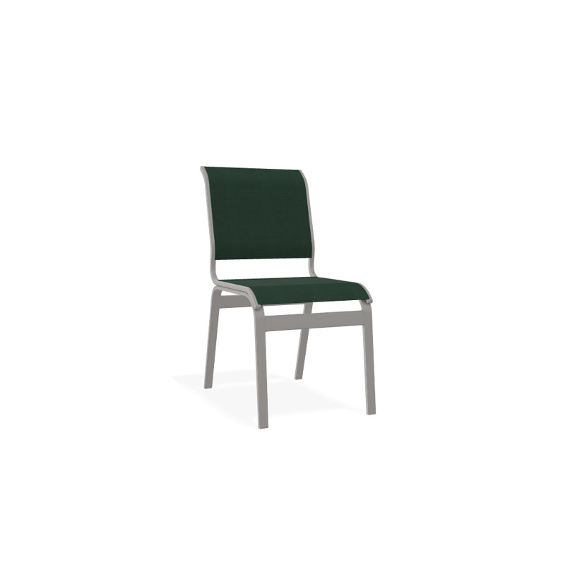 Chaise d'appoint de salle à manger Hiraku, Vert forêt 22D Sunbrella® vert, Gris chaleureux texturé