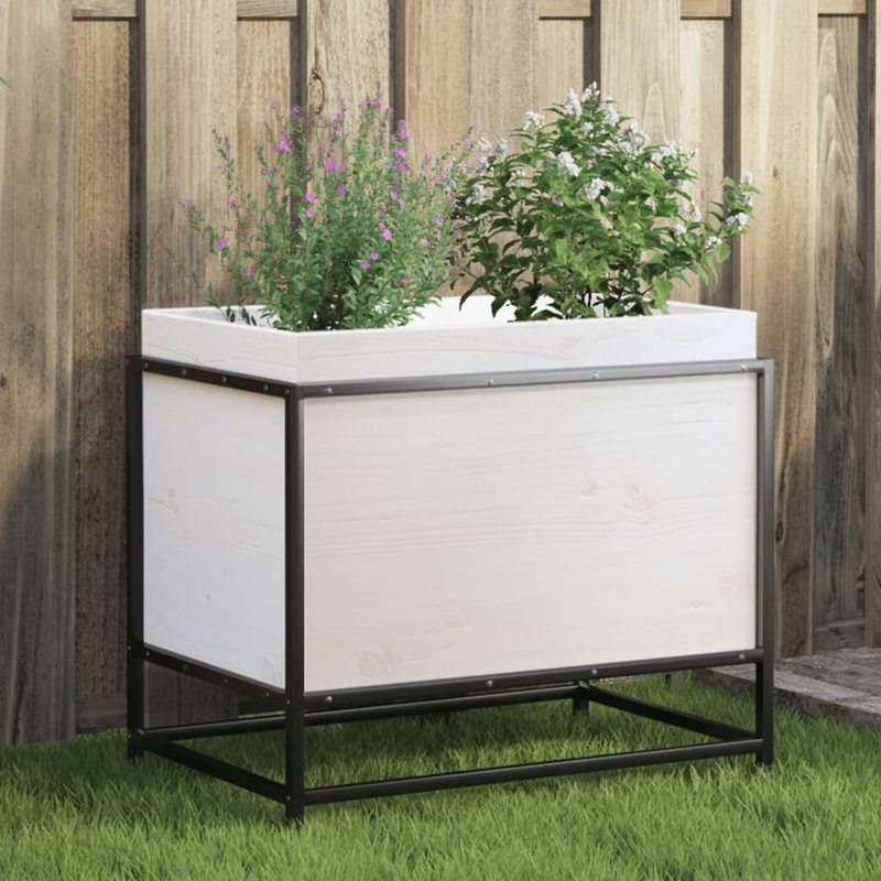 10 Wood Planter, 50cm H x 60cm W x 40cm D, Wax Brown