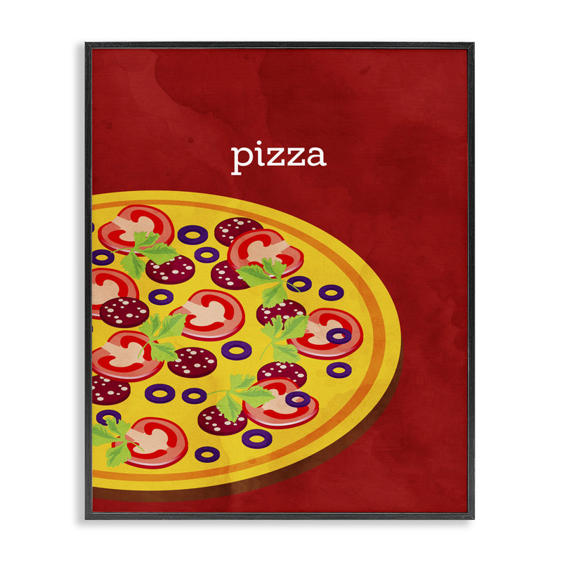 «Tasty Savory Pizza», estampe numérique, design par Kim Allen, Giclée encadrée noir minuit, H 30 po x l 24 po
