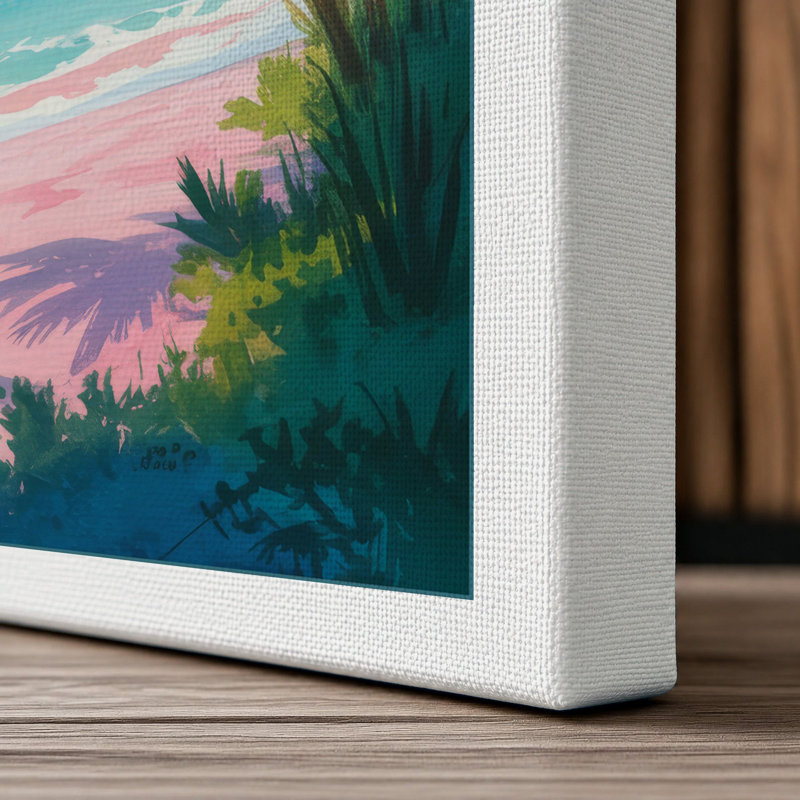 Tropical Lagoon at Dawn Coastal - Wrapped Canvas, 36x24 - 91.4 x 61.0 cm, White Border