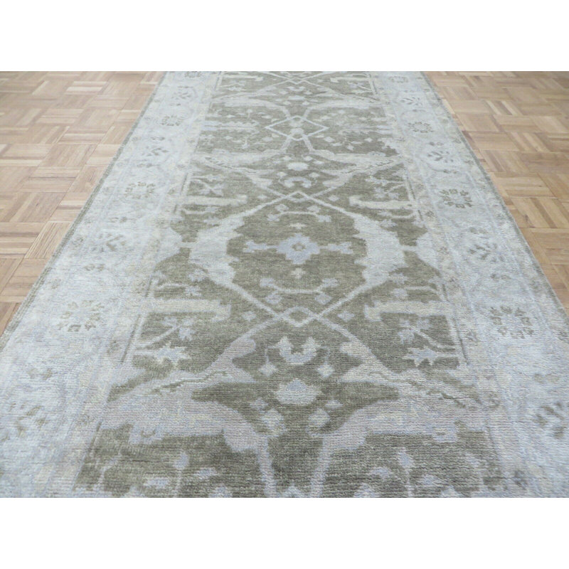 Tapis de la surface en laine de couloir 4 pi 2 po x 19 pi 6 po one-of-kind à la main noué la Flinders