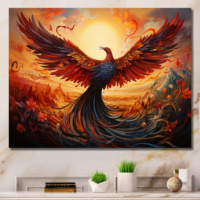 Art mural, résilience, renaissance du Phénix II, Toile tendue, H 12 po x l 20 po x P 1 po