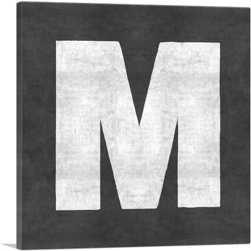 «Chalkboard Alphabet Lettre M», reproduction d'art textuel sur toile tendue, H 26 po x l 26 po x P 0,75 po
