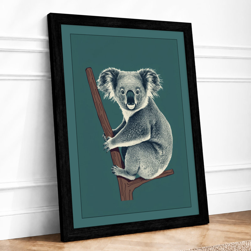 Koala on Branch Modern - Framed Print, A1 - 84.1 x 59.4 cm, Black