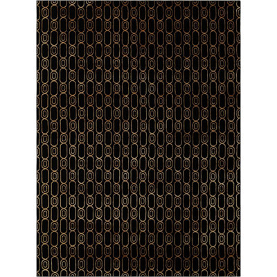 Contemporary Vincente Area Rug Black and Gold Color