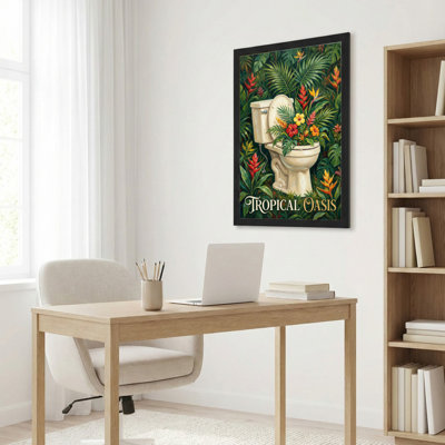 Toilette tropicale avec fleurs et toile tendue sur toile, ensemble de 1