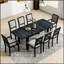 Ensemble de table de salle à manger extensible rustique de 84 pouces avec rallonge amovible de 24 pouces, 6 chaises sans accoudoirs rembourrées et 2 fauteuils rembourrés, 9 pièces-1245714379-1245714376
