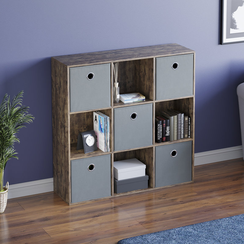 Westwind 96.5cm H x 96.5cm W Bookcase, Dark Wood/Grey