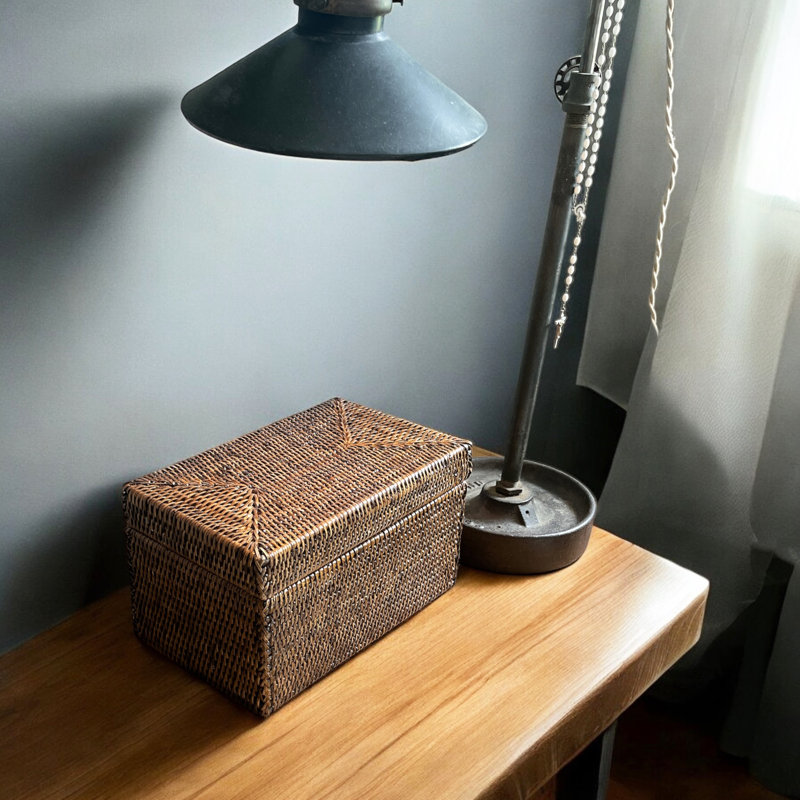 Panier de rangement rectangulaire avec couvercle, Antique Brown