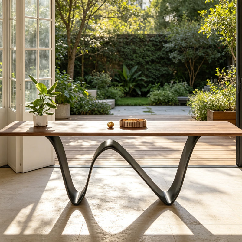 W-shaped base dining table