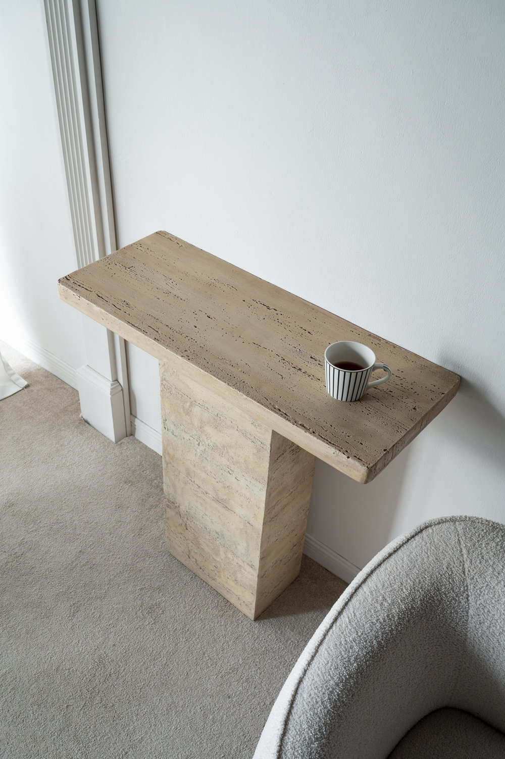 Mario Stone Single Coffee Table, Cream