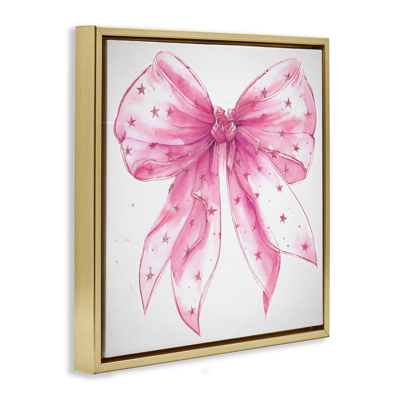 "Fabulous Pink Bow", encadrée par Ramona Murdock, Cadre flottant métallique doré, H 25 po x l 25 po