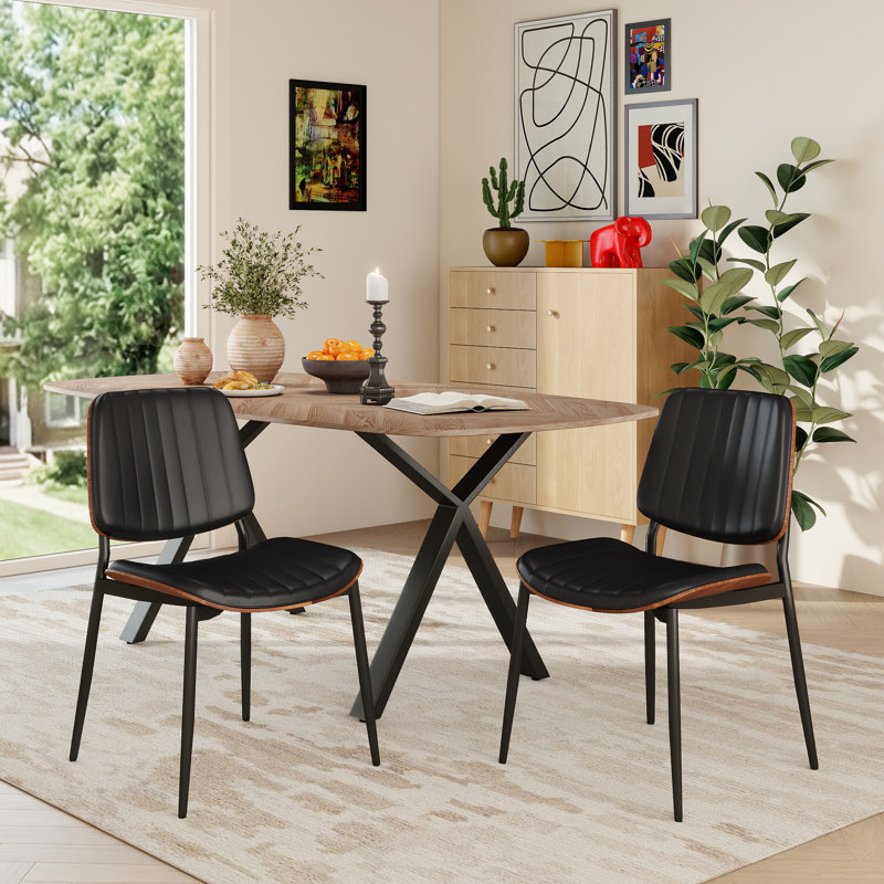Ensemble de chaises de salle à manger Mid Century, 2, Noir