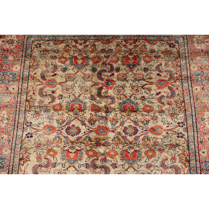 Tapis turc traditionnel ivoire et rose 4x6