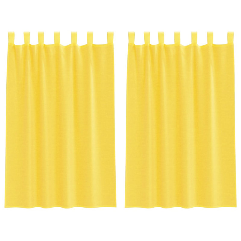 Voile Curtains With Tab Top 2 Pcs, Yellow, 140cm Width x 175cm Drop