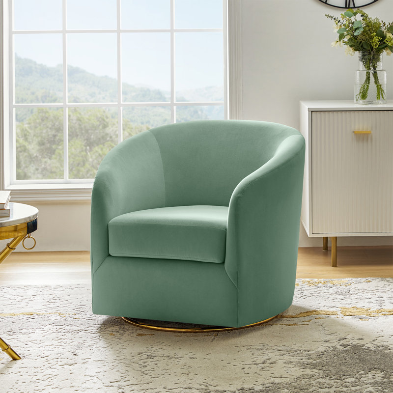 Holden Velvet Swivel Accent Chair, Sage Velvet