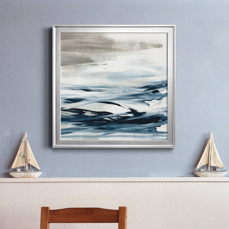 Tumultueux indigo II - reproduction d'art sur toile encadrée, H 22,5 po x l 22,5 po x P 1,5 po, Argent