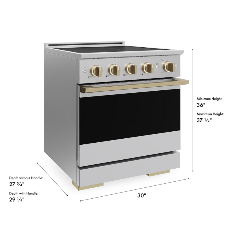 ZLINE Autograph 30 in. Marino Induction Range with 4 Element Cooktop and Champagne Bronze Accents