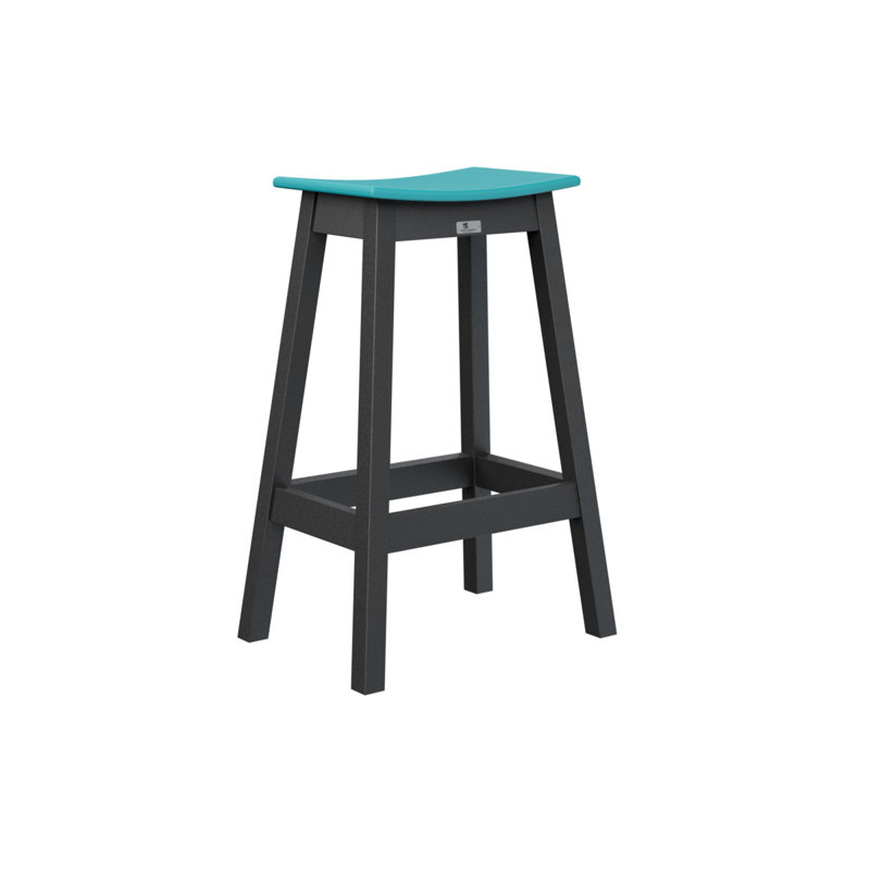 Outdoor Bar Stool, Aruba Blue, Black