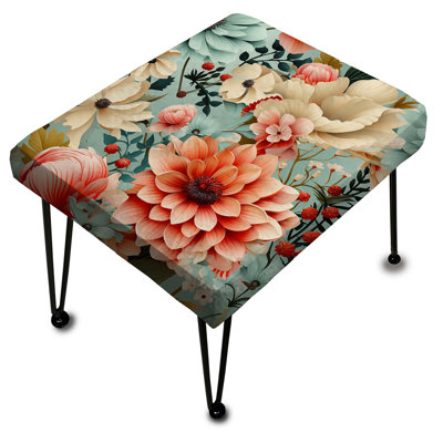 Retro Pastel Bouquet Revival - Eclectic Rectangle Ottoman