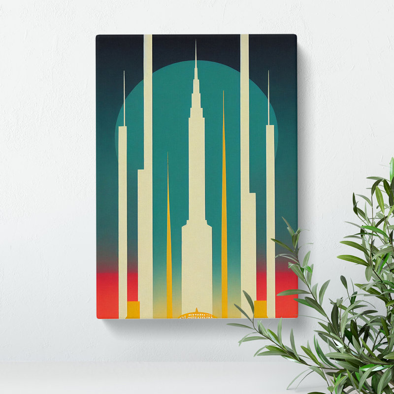 Art Deco City Architecture No.4 Skyscraper - Wrapped Canvas Print, 50cm H x 35cm W x 3cm D